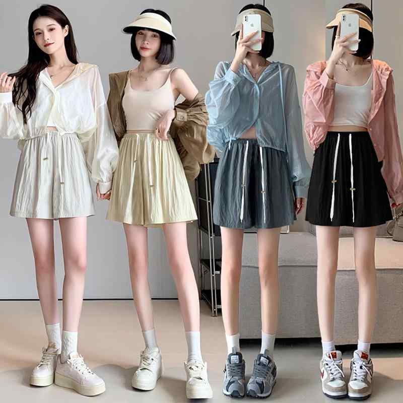 マタニティ パンツ ワイド ショートパンツ 妊婦服 アジャスター付き ポリエステル ゆったり 薄手 通気..