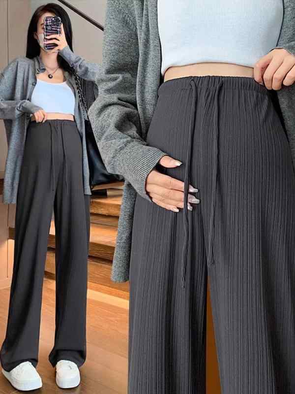 マタニティ パンツ 春夏 接触冷感 ワイドパンツ ゆったり ストレート 薄手 妊婦服 ポリエステル 部屋着..