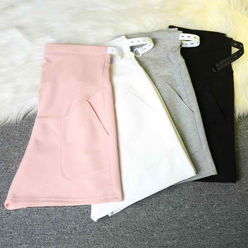 マタニティ ショートパンツ 5分丈 ポリエステル 涼しい 妊婦 ワイドレッグ 部屋着 普段使い ピンク ブ..