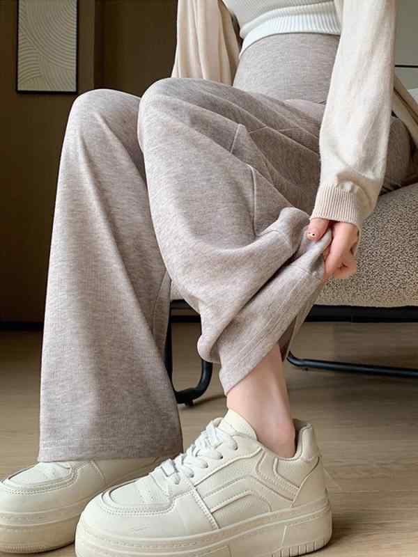 マタニティ パンツ レディース 春秋 ワイドレッグ ストレート ロングパンツ 小柄 ポリエステル 伸縮性 ..