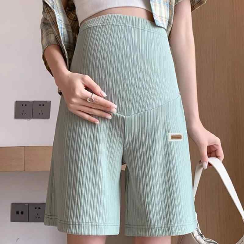 マタニティ パンツ 薄手 ショートパンツ ワイドレッグ 5分丈 妊娠 産前 産後 リラックス ポリエステル ..