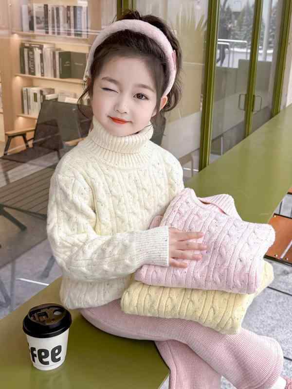 ニット 子供服 秋冬 タートルネック セーター 女の子 トップス 厚手 キッズ 防寒 90cm 100cm 110cm 120..