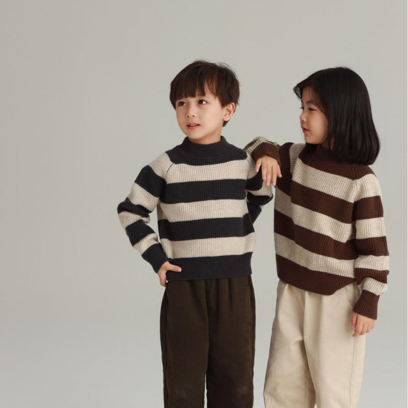 子供服 セーター 男の子 女の子 ウール ニット トップス ボーダー柄 長袖 春秋冬 普段着 おしゃれ かわ..