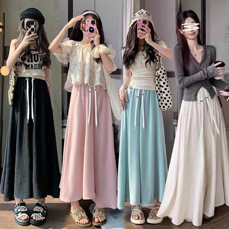 マタニティパンツ レディース 春夏 妊婦服 ワイドレッグパンツ シフォン ゆったり 9分丈 ミルクティー ..