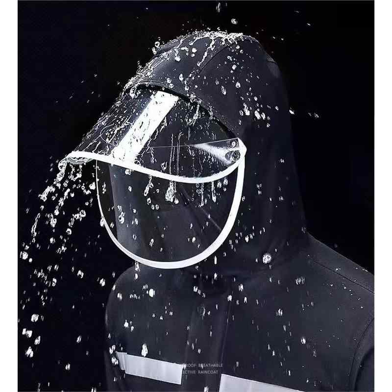 レインコート 男性用 女性用 アウトドア 厚手 ロング丈 丈夫なオックスフォード生地 防水 防災 通勤 通学 作業用 ブラック