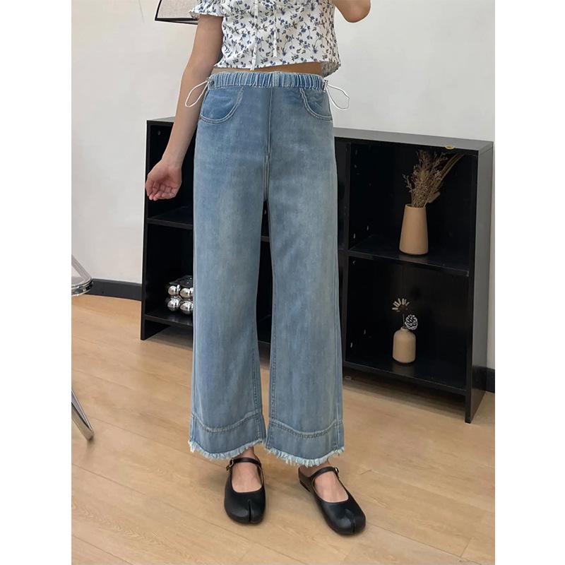 マタニティ デニムパンツ ジーンズ 妊婦 ズボン パンツ 春 ストレッチ ゆったり 9分丈 ワイド ストレー..