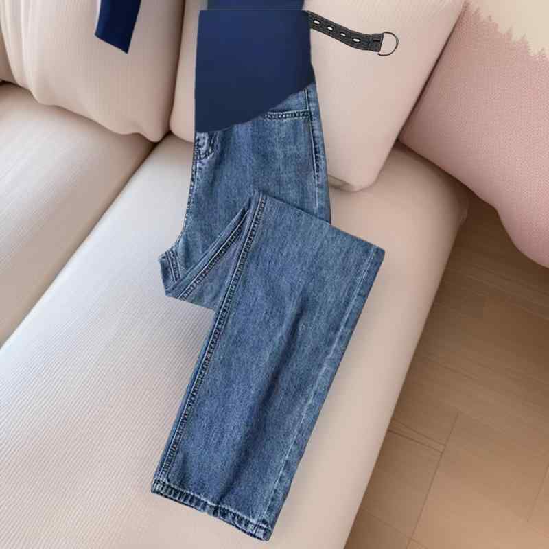 マタニティ デニム ワイドレッグ パンツ 春秋 高身長 妊婦 ズボン コットン 産前 産後 リラックス スト..