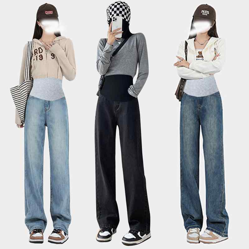 マタニティ デニム パンツ 秋冬 妊婦 ズボン アジャスター 調整 産前 産後 ゆったり ワイド 伸縮性 ス..