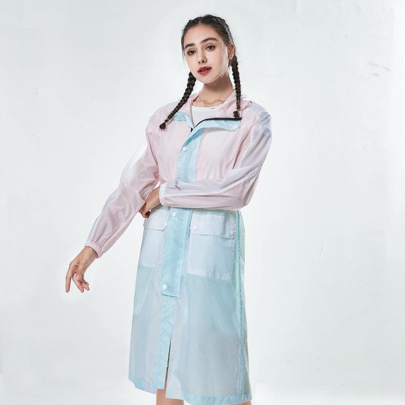 レインコート レディース 薄手 軽量 全身 ロング丈 サイクリング 旅行 防水 撥水 透明 ブルー ピンク グリーン