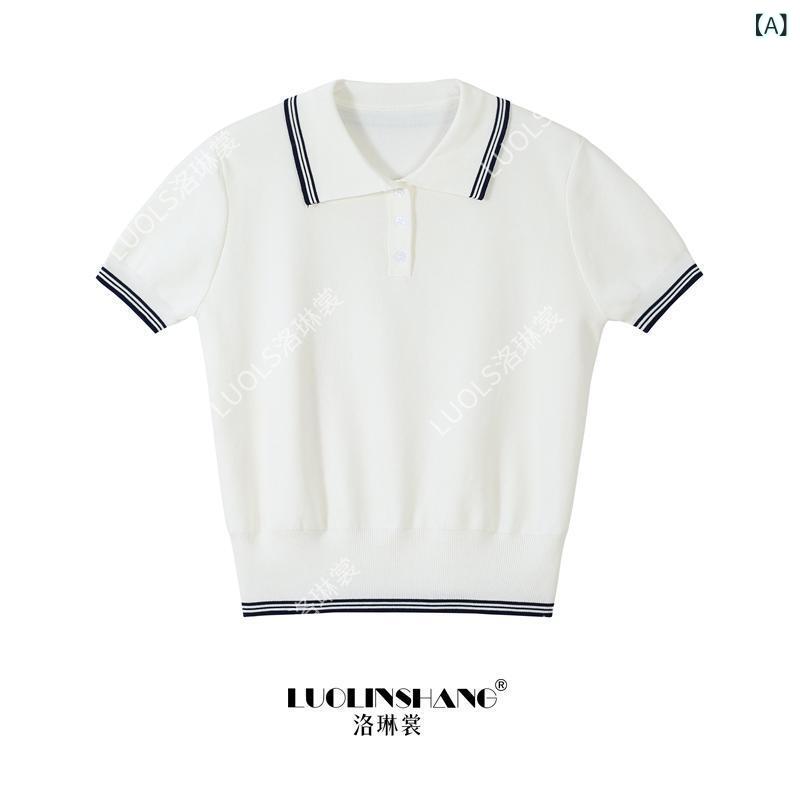 ポロシャツ レディース ニット トップス 春夏 ノースリーブ 襟付き 配色 接触冷感 普段使い オフィス ..