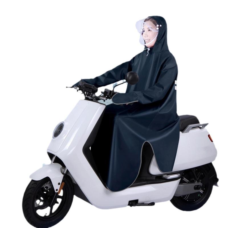 レインコート 男女兼用 バイク用 自転車用 ポンチョ 一体型 防水 オックスフォード布 天ブルー グレー ..