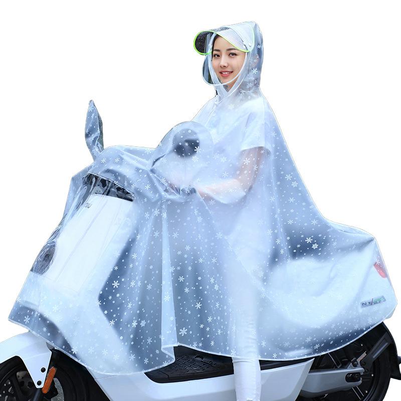 雨具 レディース バイク用 レインコート 透明 ロング丈 シングル おしゃれ 携帯 雪花柄 磨りガラス風