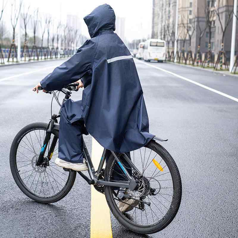 自転車用レインコート 男女兼用 学生 大人用 ポンチョ 連体式 防水 防災 厚手 オックスフォード 紺色 シルバーグレー 大きいサイズ