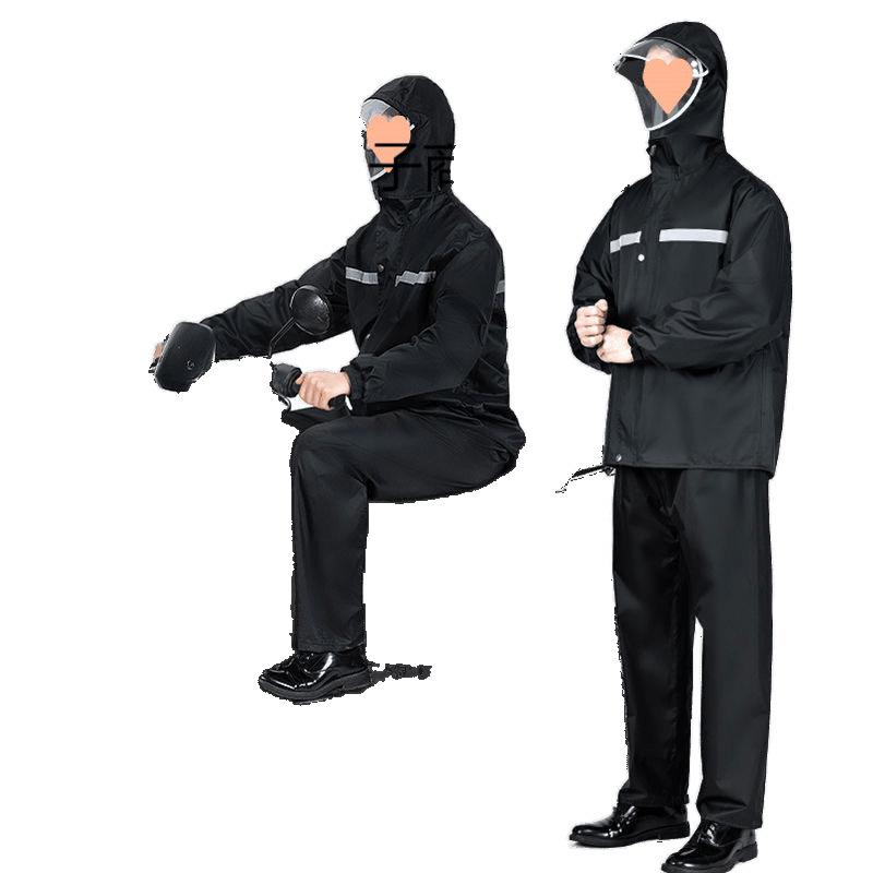 レインコート レディース メンズ バイク用 レインウェア 上下セット 防水 防災 厚手 オックスフォード生地 着脱式フード ロング丈 スクーター 通勤 通学 作...