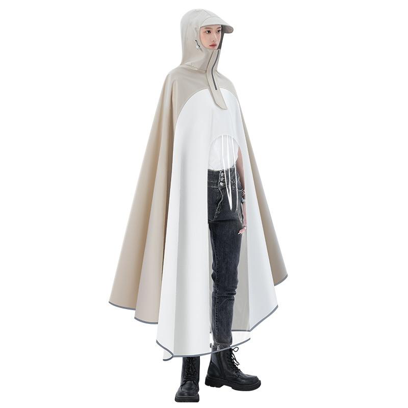 レインコート レディース メンズ バイク用 ロング丈 厚手 春亜紡 全身 防水 防災 通勤 通学 雪 ベージュ パープル レッド