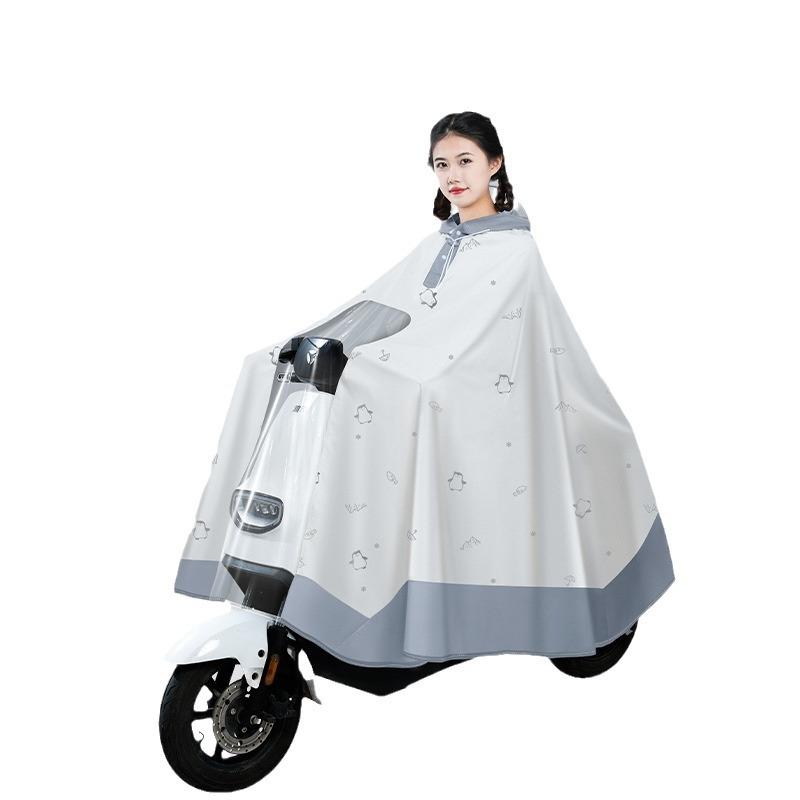 レインコート レディース メンズ バイク用 電気自動車 厚手 大人用 防水 雨具 全身 白 青 橙 ミラーカバー付き