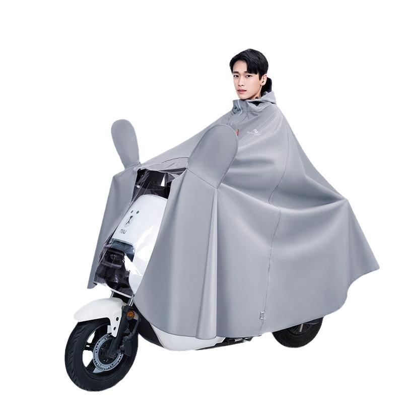 雨具 レディース メンズ バイク用 レインコート ロング丈 厚手 オックスフォード生地 防水 防風 高襟デザイン グレー ブラック グリーン カーキ