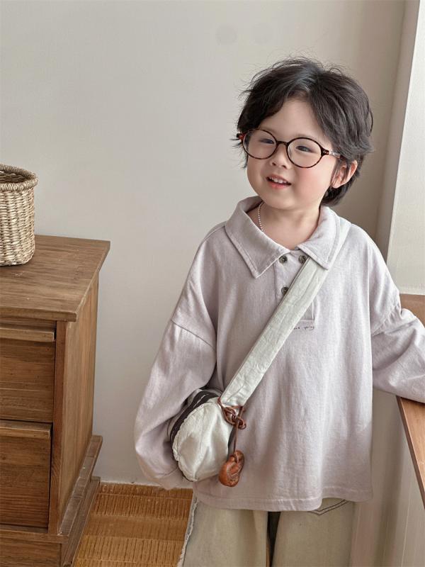 子供服 POLOシャツ 春秋 男女兼用 ベビー トップス 韓国風 無地 かわいい 襟付き 普段着