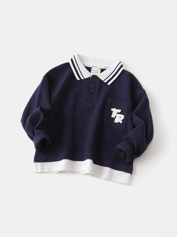 ポロシャツ キッズ 男の子 長袖 切り替え トップス ニット 3歳 4歳 5歳 6歳 7歳 8歳 子供服 秋服 普段着