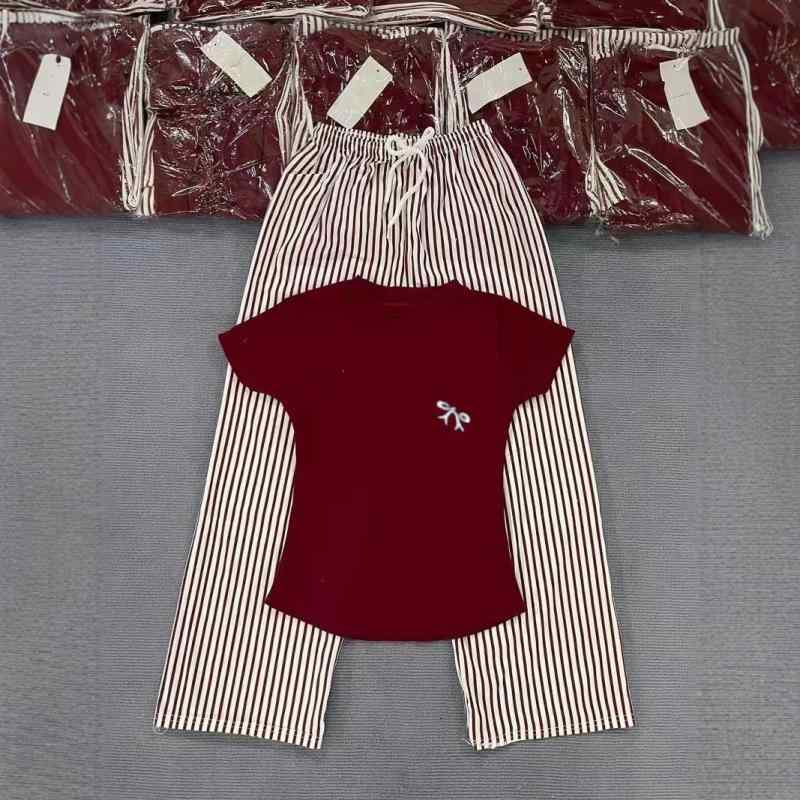 セットアップ レディース 刺繡 Tシャツ ショートパンツ ストライプ ゆったり ワイドレッグパンツ カジ..