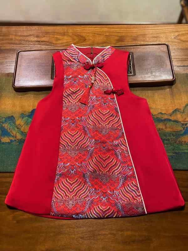 ワンピース キッズ背心ワンピース 春夏 秋冬 中国風 ポリエステル Aライン 中小童 女の子 吊りスカート..