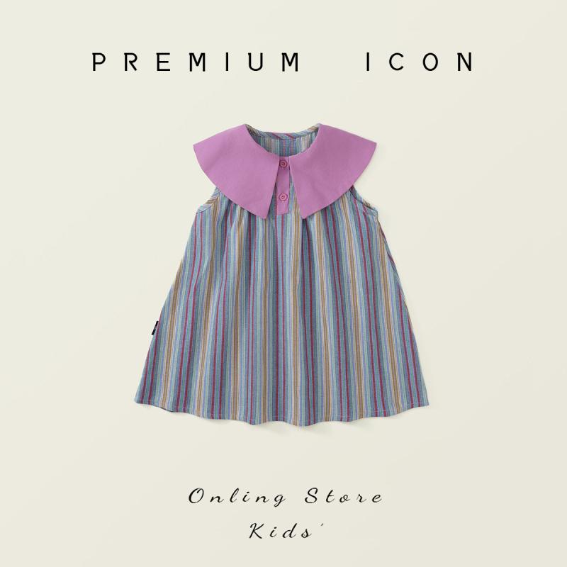 ワンピース 子供服 女の子 ストライプ ノースリーブ チュニック Aライン 綿100% 涼しい かわいい ガールズ キッズ 春夏