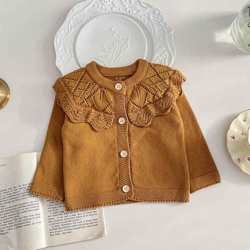 ニット キッズ 女の子 カーディガン 子供服 韓国風 カジュアル トップス 襟付き あったか ベビー服 長..