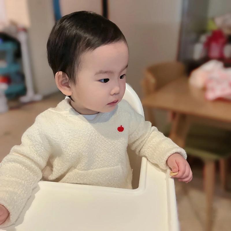 ニット・セーター ベビー・キッズ 男女兼用 長袖 ウール パーカー 秋冬 リンゴ 刺繍 かわいい 柔らかい