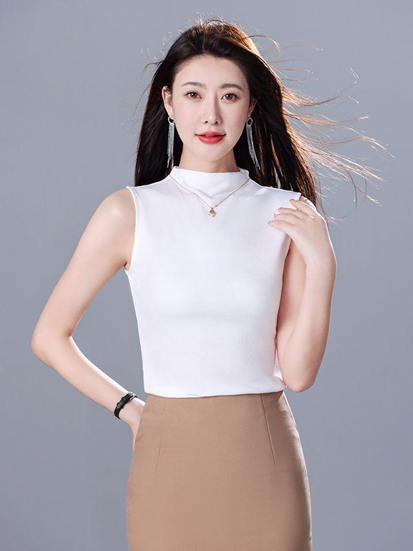 タンクトップ レディース ニット ノースリーブ トップス インナー 重ね着 スリムフィット 無地 ブラッ..