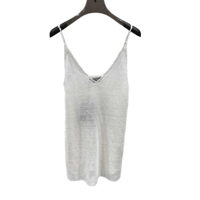 キャミソール レディース 女性用 ノースリーブ ニット 麻 無地 スリムフィット 接触冷感 トップス 白 ..