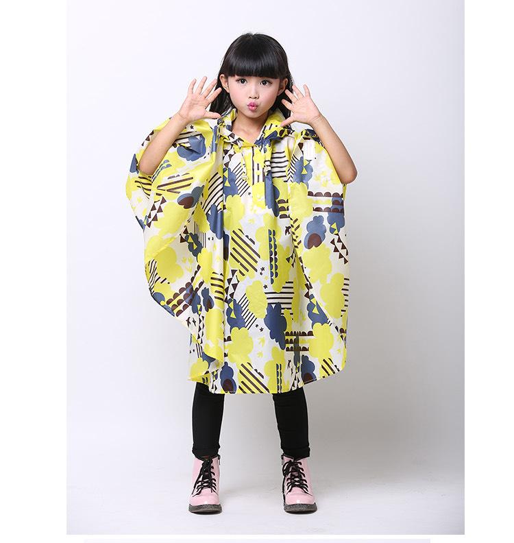 レインコート 子供用 男の子 小学生 リュック対応 薄手 ポンチョ 女の子 防水 連体 キッズ 撥水 ブルー花柄 イエロー雲柄 アウトドア