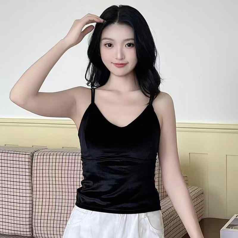 キャミソール レディース レース Vネック カップ付き インナー ウェア 美背 セクシー ランジェリー 部..