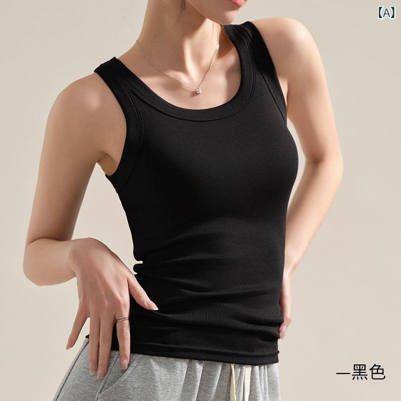 キャミソール レディース 美背 インナー トップス 綿 タンクトップ スリムフィット 伸縮性 ノースリー..