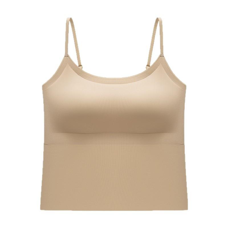 キャミソール レディース 無縫製 ブラトップ カップ付き チューブトップ インナー 肌着 ベージュ系 ブ..