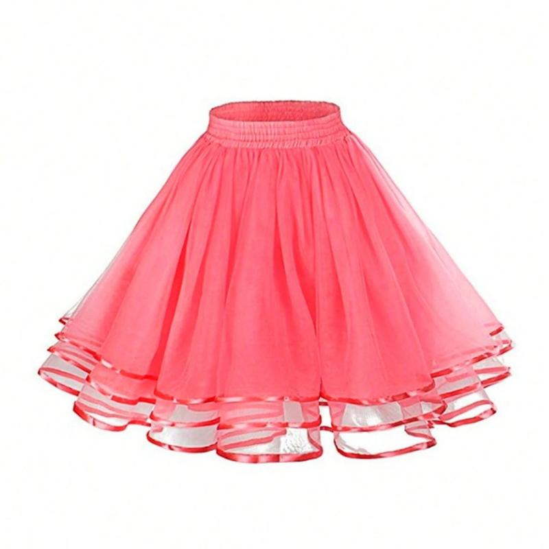 スカート 三層 チュール ペチコート 無地 ハーフスカート ホワイト ブラック スカイブルー レッド グリーン ピンク コスプレ ドレス