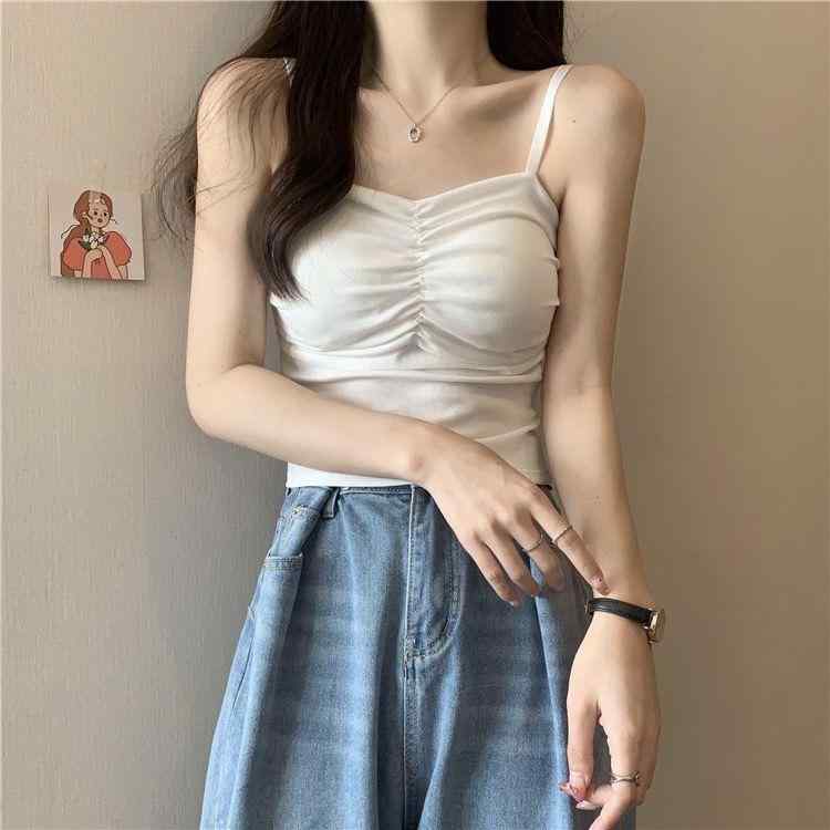 キャミソール レディース 一体型 カップ付き デザイン カットソー スリム ノースリーブ トップス イン..