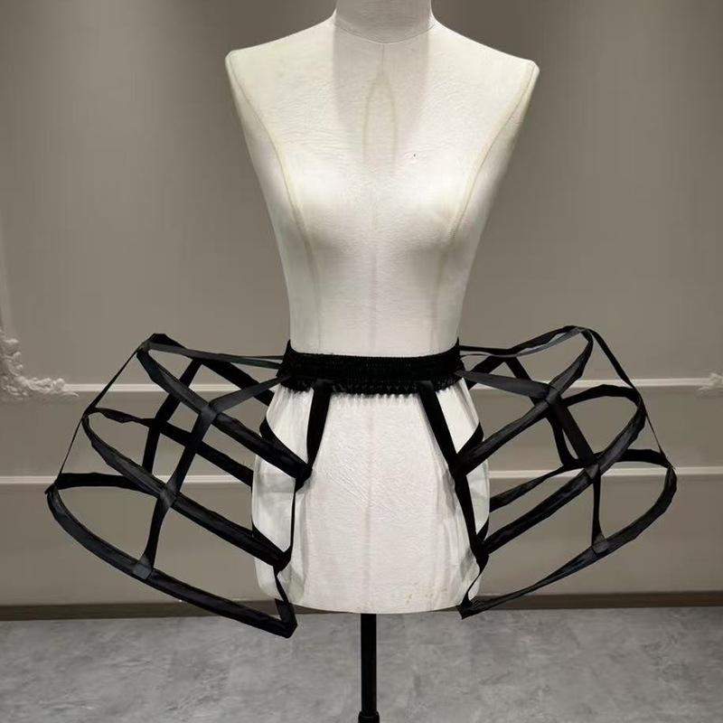 スカート レディース ロリータ 3段 レース バロック調 復古風 ペチコート インナースカート ホワイト ブラック チュールスカート