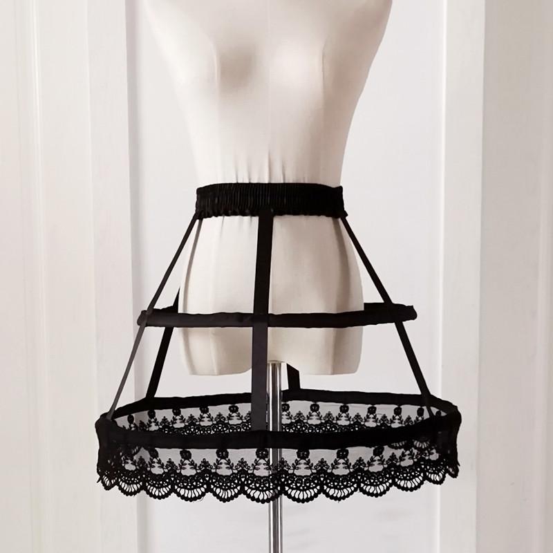 スカート Lolita レディース コスプレ 調節可能 ペチコート チュールスカート 二重鋼 鳥かごタイプ ブラック オフホワイト