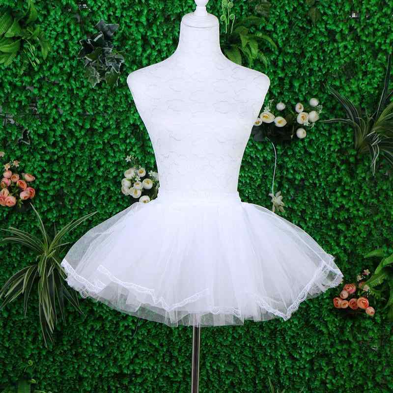 スカート レディース 無骨 レース フリル ペチコート メイド服 ボリューム パニエ ウェディング ドレス ブライダル 4層 ホワイト