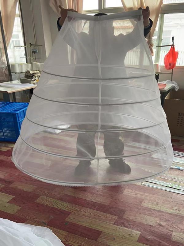 ウェディング ドレス用 ペチコート スカート 3段ワイヤー パニエ チュール ブライダル インナー ゴムウエスト Aライン フレア ボリューム