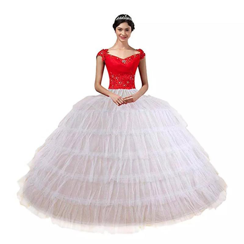 ウェディングドレス用アクセサリー スカート用下着 6本ワイヤーボーン 6層レース ペチコート ホワイト ブライダルインナー コスプレ イベント パーティー