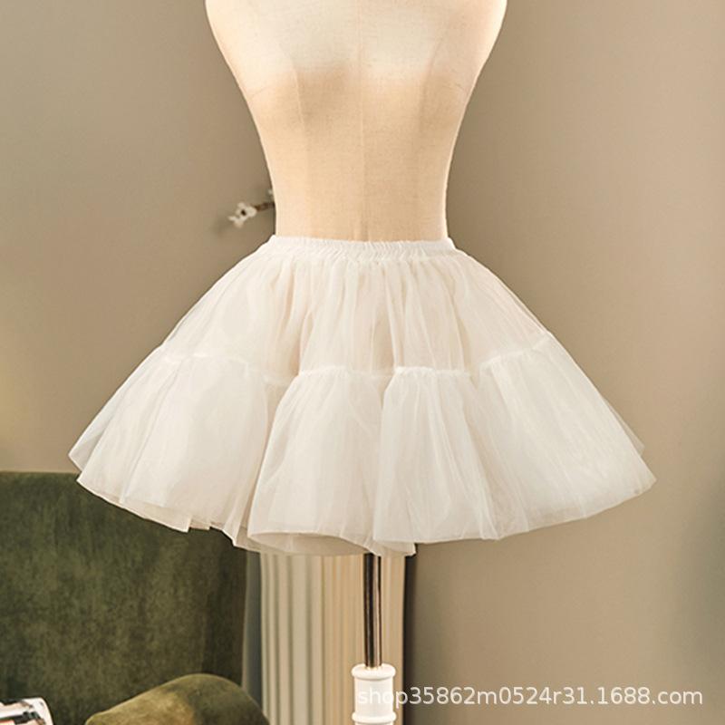 スカート ペチコート 2層 6層 チュール インナースカート パニエ ボリュームアップ コスプレ ロリータ ハロウィン パーティー イベント ホワイト ブラック