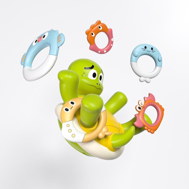 お風呂用おもちゃ ベビー USB充電式 電動噴水 カエル シャワー 知育玩具 水遊び プール 輪投げ 玩具