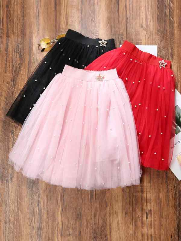 スカート キッズ 女の子 春 秋 半身スカート チュールスカート プリンセス風 無地 かわいい ふんわり ..