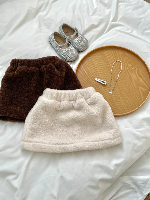 スカート キッズ 女の子 秋冬 Aライン 羊羔ウール風 子供服 かわいい 快適 柔らかい 無地 普段着