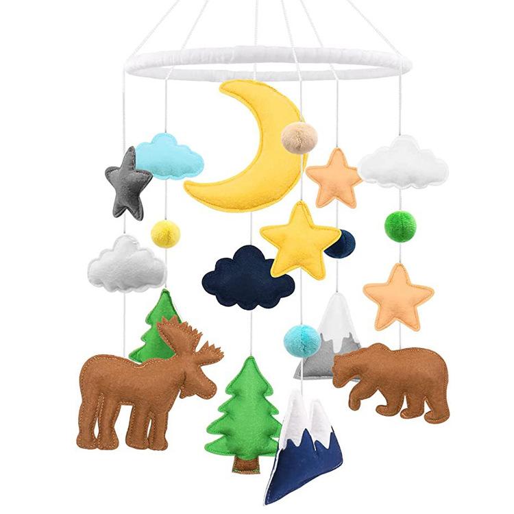ベビー ベッドメリー モビール フェルト 飾り 知育玩具 ぬいぐるみ 赤ちゃん ベビーシャワー 誕生日 ギ..