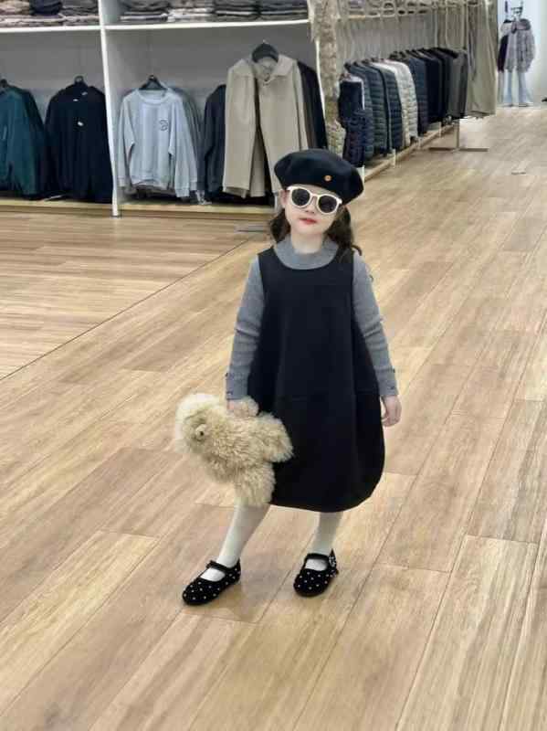 ワンピース キッズ 女の子 毛呢 背心ワンピース ランタンワンピース 秋冬 子供服 高級感 かわいい 綿 ..