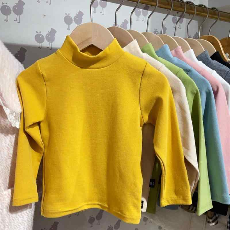 子供用インナー 子供用トップス キッズ ベビー 純綿 長袖Tシャツ ハイネック 秋冬 防寒 暖か カットソー 白 灰色 オレンジ 黄色 緑 赤 青 ピンク パープル ブラウン