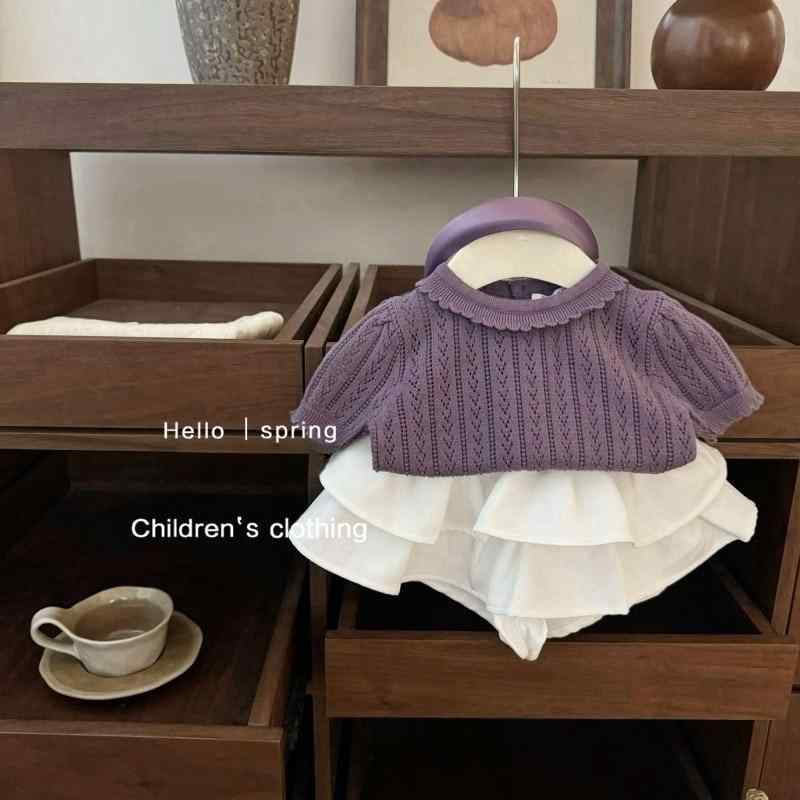 子供服 女の子 バレエ チュールスカート セットアップ 半袖トップス ケーキスカート パープル かわいい 夏