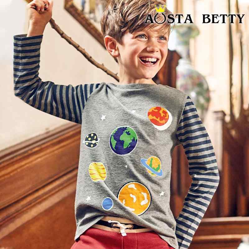 子供服 Tシャツ 長袖Tシャツ 男児 トップス カットソー 綿100％ 蛍光プリント 夜光 普段着 かわいい カ..